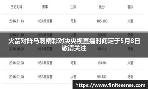 火箭对阵马刺精彩对决央视直播时间定于5月8日敬请关注
